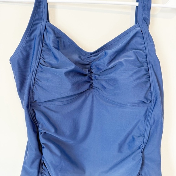 NWT HEAT NAVY MISSY RUCHED FRONT PANEL SIDE ONE PIECE S - Picture 5 of 11